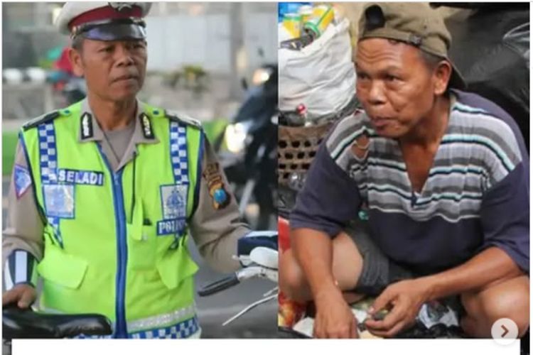 Bripka Seladi memiliki profesi sampingan memulung sampah (Tangkapan layar).
