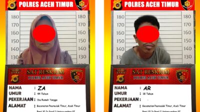 Dua pelaku yang hendak membawa 3 pengungsi Rohingya ke Medan, Sumatera Utara. Foto : Dok Polres Aceh Timur.