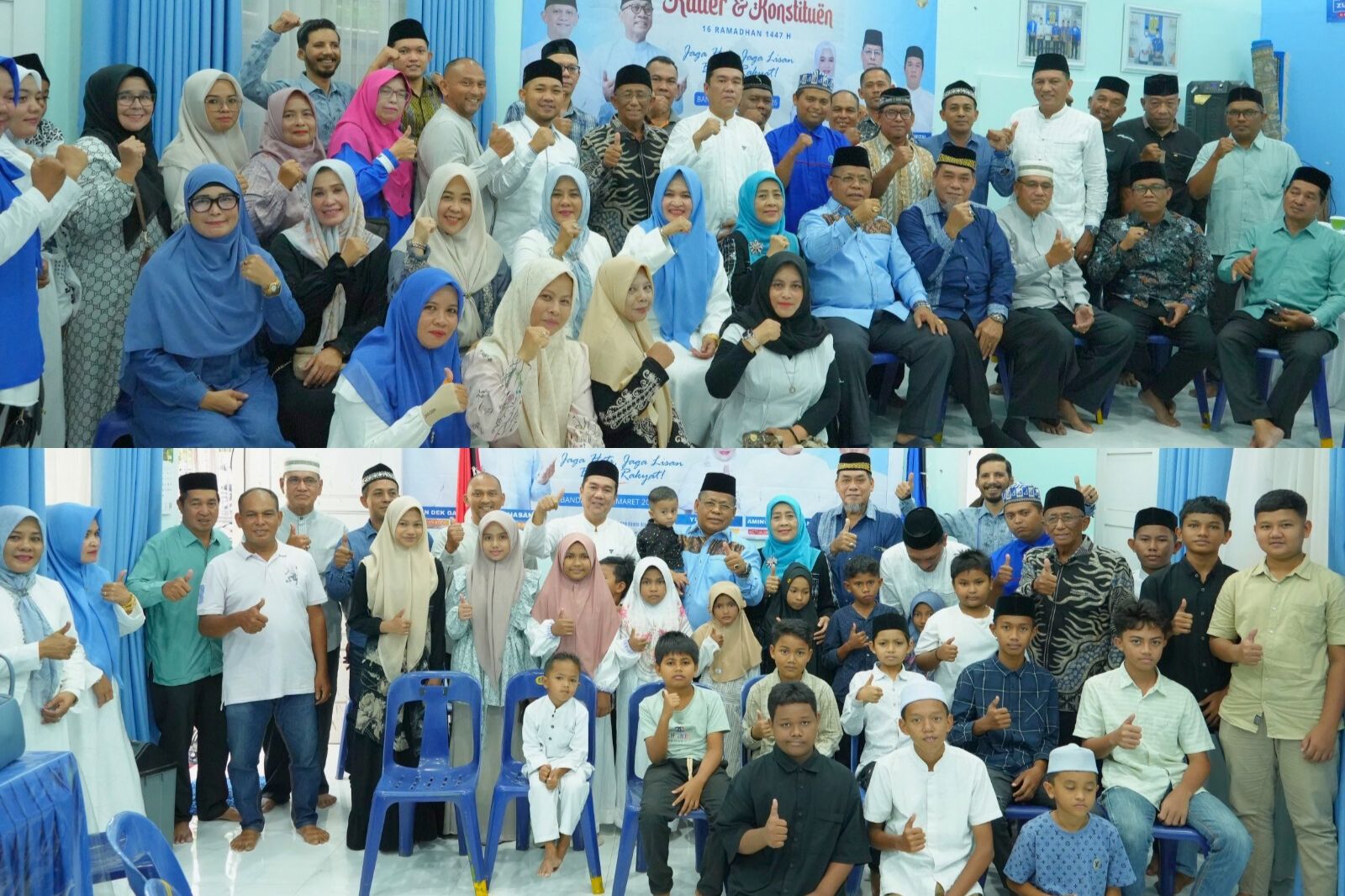 Ketua DPD PAN Banda Aceh, Aminullah Usman, berfoto bersama jajaran pengurus DPD, DPC, DPRt, dan Anggota Fraksi PAN DPRK Banda Aceh dalam acara Buka Puasa Bersama di Kantor DPD PAN Banda Aceh, Simpang Jam (6/3/2026). Kegiatan ini juga dirangkai dengan penyaluran santunan bagi anak yatim sebagai wujud kepedulian partai di bulan suci Ramadhan 1447 H.