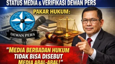 Pakar hukum Hadi Soestrisno bersama Direktur Pukat Sulsel Farid Mamma menegaskan bahwa media yang memiliki badan hukum tetap sah secara hukum meski belum terverifikasi Dewan Pers, serta mengimbau agar tidak mudah melabeli media sebagai “abal-abal”.(10/3/2026).